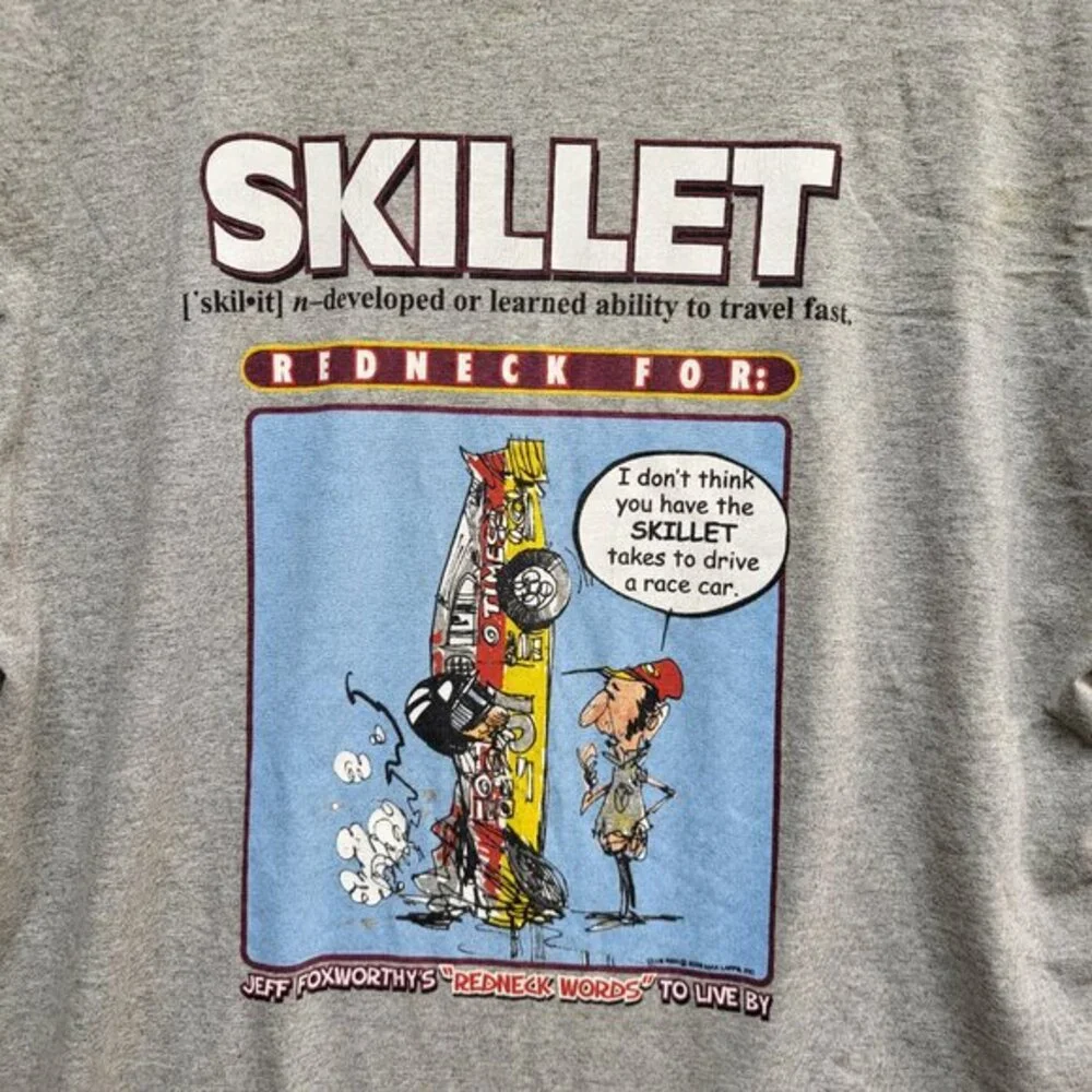 Jeff Foxworthy Men Shirt XL Gray Redneck Words To‎ Live By Skillet Short Sleeve